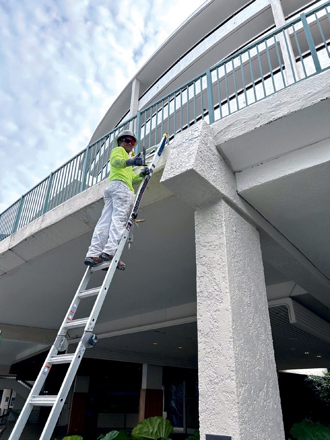 The Zelinsky Co. works on exterior spall repair and painting at the Outrigger Kona Resort.


PHOTOS COURTESY THE ZELINSKY COMPANY