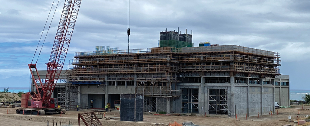 Hawaiian Dredging Construction Company Inc. works on a maintenance building at Sand Island.PHOTO COURTESY HAWAIIAN DREDGING CONSTRUCTION COMPANY INC.