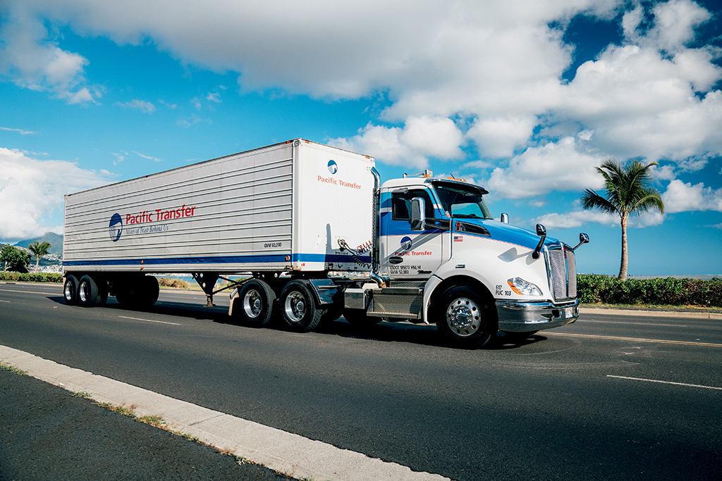 A Kenworth tractor pulls a 40-foot trailer.

PHOTO COURTESY PACIFIC TRANSFER