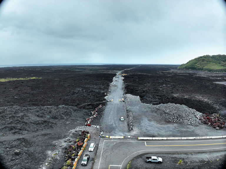 Isemoto Contracting’s work on Highway 137A will restore over three miles of roadway covered by the 2018 lava flow in the Puna area.

PHOTOS COURTESY ISEMOTO CONTRACTING CO. LTD.