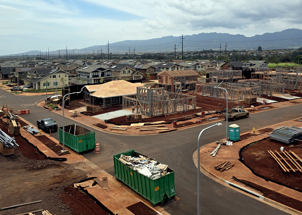 Coastal’s ongoing Nanea Phase 3 project with Castle & Cooke Hawai‘i, is shown with Nanea Phase 2 (background) completed at Koa Ridge in Waipahu, O‘ahu.

PHOTOS COURTESY COASTAL CONSTRUCTION CO. INC.